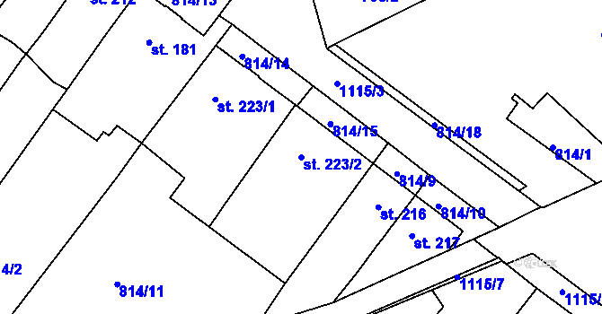 Parcela st. 223/2 v KÚ Náměšť nad Oslavou, Katastrální mapa