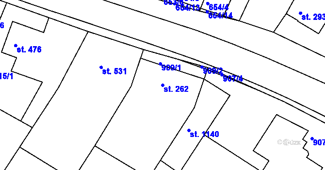 Parcela st. 262 v KÚ Náměšť nad Oslavou, Katastrální mapa