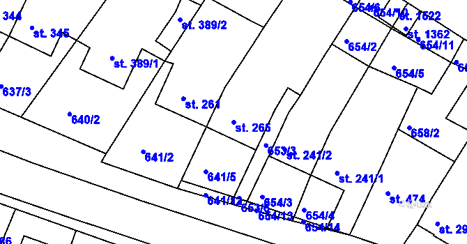 Parcela st. 265 v KÚ Náměšť nad Oslavou, Katastrální mapa