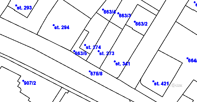 Parcela st. 273 v KÚ Náměšť nad Oslavou, Katastrální mapa