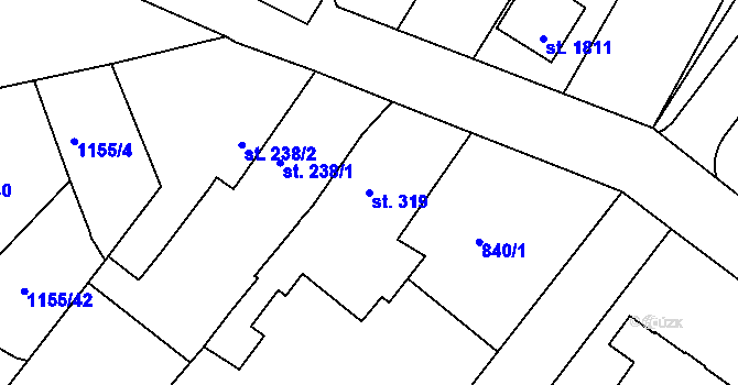 Parcela st. 319 v KÚ Náměšť nad Oslavou, Katastrální mapa
