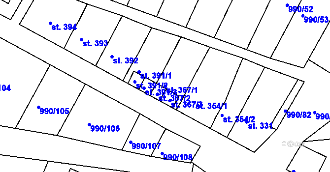 Parcela st. 367/1 v KÚ Náměšť nad Oslavou, Katastrální mapa