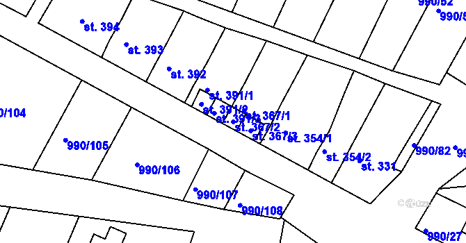 Parcela st. 367/2 v KÚ Náměšť nad Oslavou, Katastrální mapa
