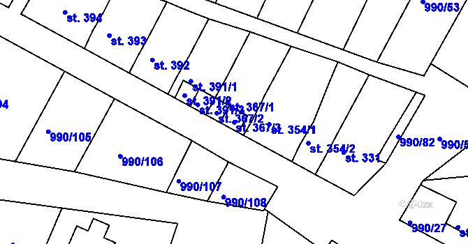 Parcela st. 367/3 v KÚ Náměšť nad Oslavou, Katastrální mapa