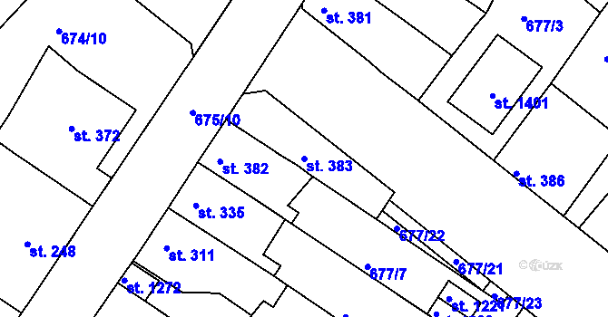 Parcela st. 383 v KÚ Náměšť nad Oslavou, Katastrální mapa