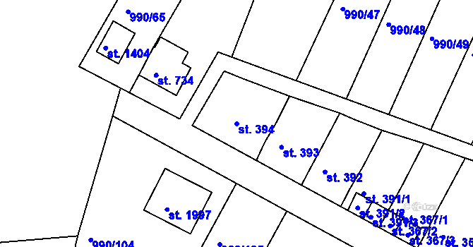 Parcela st. 394 v KÚ Náměšť nad Oslavou, Katastrální mapa