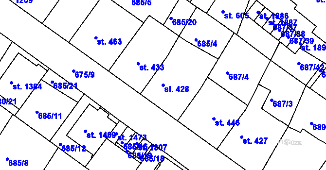 Parcela st. 428 v KÚ Náměšť nad Oslavou, Katastrální mapa