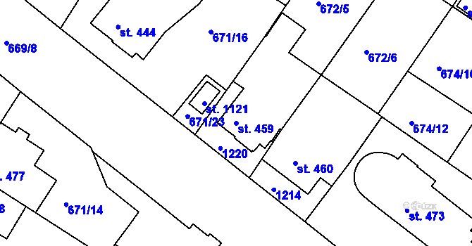 Parcela st. 459 v KÚ Náměšť nad Oslavou, Katastrální mapa