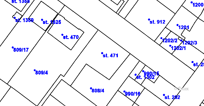 Parcela st. 471 v KÚ Náměšť nad Oslavou, Katastrální mapa
