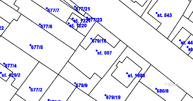 Parcela st. 507 v KÚ Náměšť nad Oslavou, Katastrální mapa