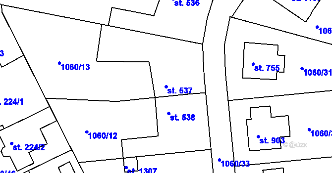 Parcela st. 537 v KÚ Náměšť nad Oslavou, Katastrální mapa