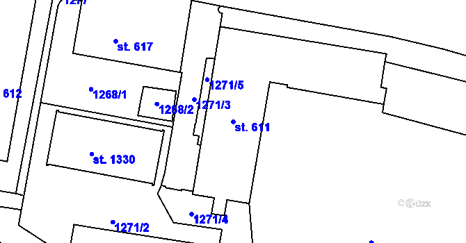 Parcela st. 611 v KÚ Náměšť nad Oslavou, Katastrální mapa