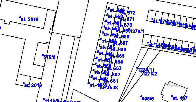 Parcela st. 656 v KÚ Náměšť nad Oslavou, Katastrální mapa