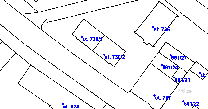 Parcela st. 738/2 v KÚ Náměšť nad Oslavou, Katastrální mapa