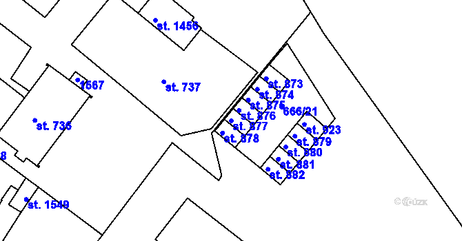 Parcela st. 877 v KÚ Náměšť nad Oslavou, Katastrální mapa