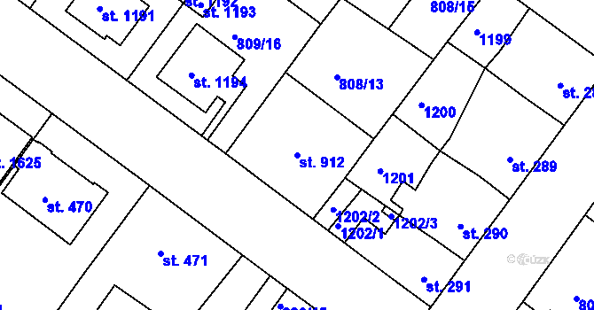 Parcela st. 912 v KÚ Náměšť nad Oslavou, Katastrální mapa