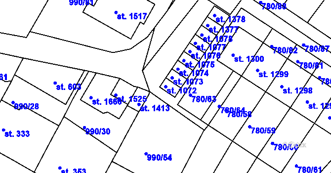 Parcela st. 1072 v KÚ Náměšť nad Oslavou, Katastrální mapa