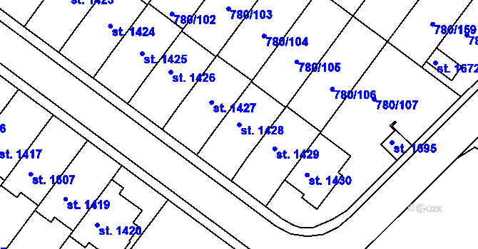 Parcela st. 1428 v KÚ Náměšť nad Oslavou, Katastrální mapa