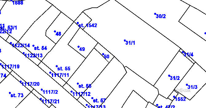Parcela st. 50 v KÚ Náměšť nad Oslavou, Katastrální mapa