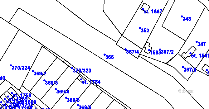 Parcela st. 366 v KÚ Náměšť nad Oslavou, Katastrální mapa