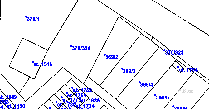 Parcela st. 369/2 v KÚ Náměšť nad Oslavou, Katastrální mapa