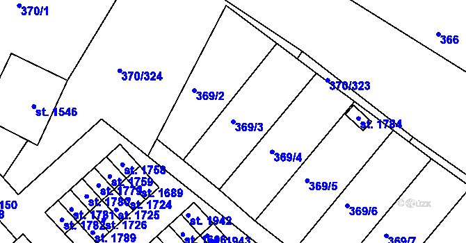 Parcela st. 369/3 v KÚ Náměšť nad Oslavou, Katastrální mapa