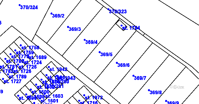 Parcela st. 369/5 v KÚ Náměšť nad Oslavou, Katastrální mapa