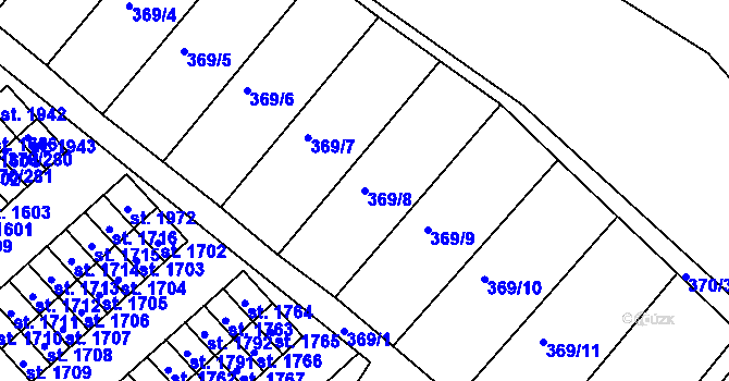 Parcela st. 369/8 v KÚ Náměšť nad Oslavou, Katastrální mapa