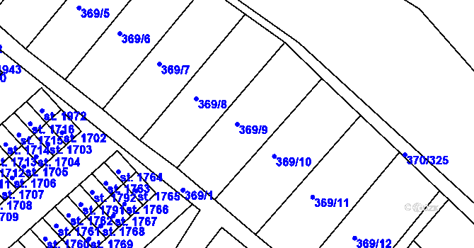 Parcela st. 369/9 v KÚ Náměšť nad Oslavou, Katastrální mapa