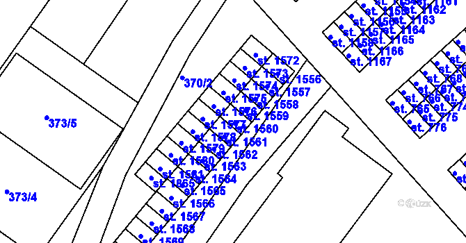 Parcela st. 370/238 v KÚ Náměšť nad Oslavou, Katastrální mapa