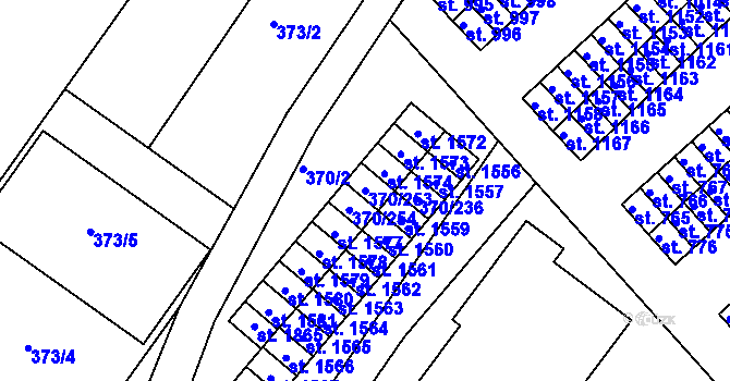 Parcela st. 370/253 v KÚ Náměšť nad Oslavou, Katastrální mapa