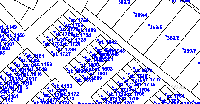 Parcela st. 370/280 v KÚ Náměšť nad Oslavou, Katastrální mapa