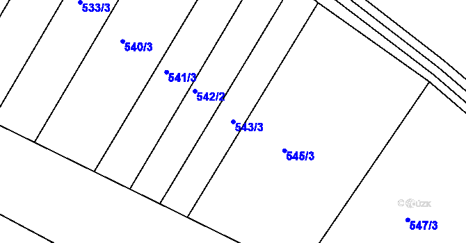 Parcela st. 543/3 v KÚ Náměšť nad Oslavou, Katastrální mapa