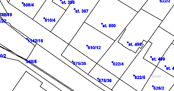 Parcela st. 610/12 v KÚ Náměšť nad Oslavou, Katastrální mapa