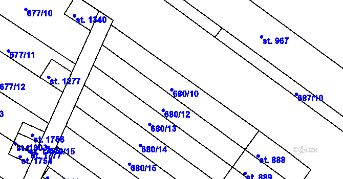Parcela st. 680/10 v KÚ Náměšť nad Oslavou, Katastrální mapa