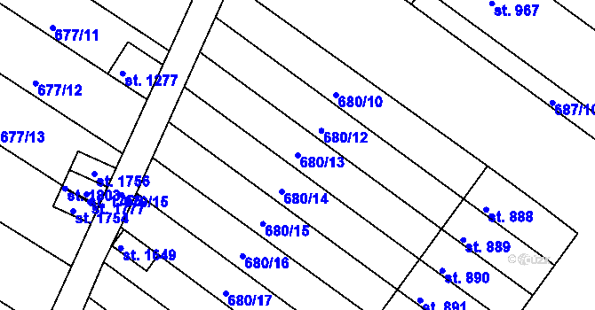 Parcela st. 680/13 v KÚ Náměšť nad Oslavou, Katastrální mapa