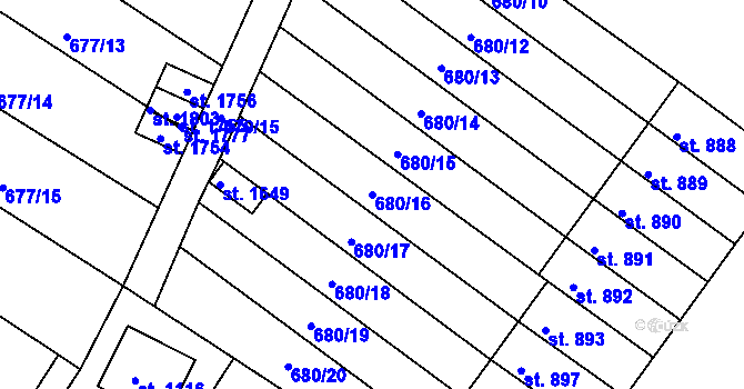 Parcela st. 680/16 v KÚ Náměšť nad Oslavou, Katastrální mapa
