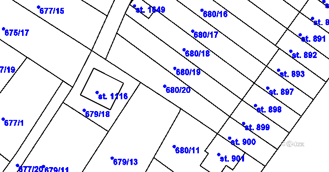 Parcela st. 680/20 v KÚ Náměšť nad Oslavou, Katastrální mapa