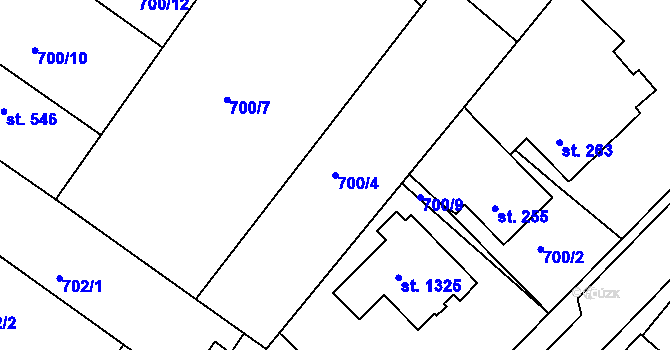 Parcela st. 700/4 v KÚ Náměšť nad Oslavou, Katastrální mapa