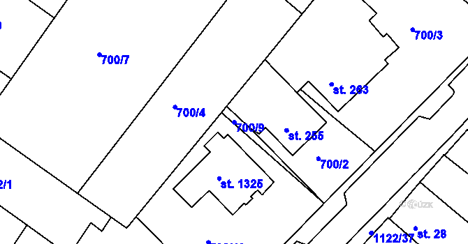 Parcela st. 700/9 v KÚ Náměšť nad Oslavou, Katastrální mapa