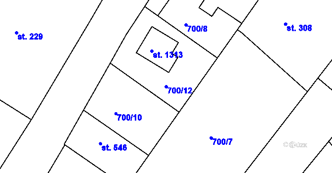 Parcela st. 700/12 v KÚ Náměšť nad Oslavou, Katastrální mapa