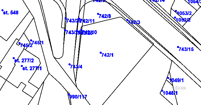Parcela st. 742/1 v KÚ Náměšť nad Oslavou, Katastrální mapa