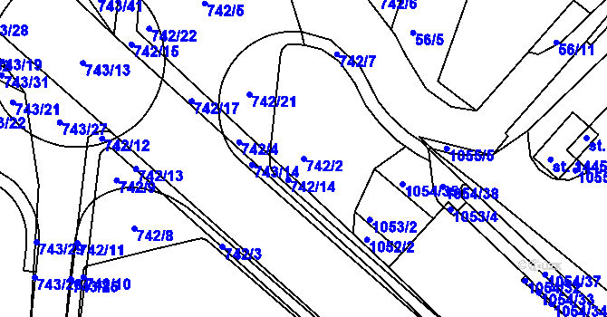 Parcela st. 742/2 v KÚ Náměšť nad Oslavou, Katastrální mapa