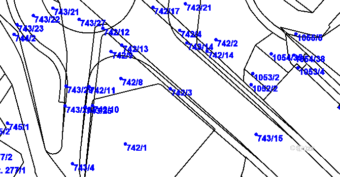 Parcela st. 742/3 v KÚ Náměšť nad Oslavou, Katastrální mapa