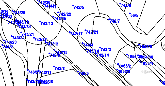 Parcela st. 742/4 v KÚ Náměšť nad Oslavou, Katastrální mapa