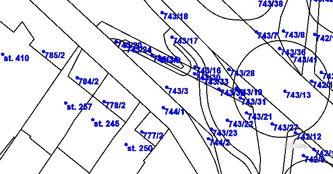 Parcela st. 743/3 v KÚ Náměšť nad Oslavou, Katastrální mapa