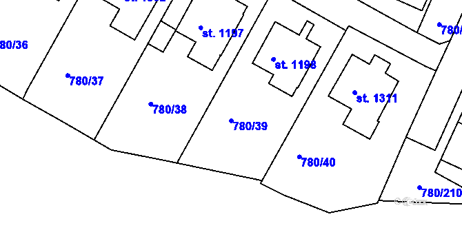 Parcela st. 780/39 v KÚ Náměšť nad Oslavou, Katastrální mapa