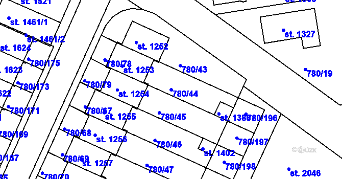 Parcela st. 780/44 v KÚ Náměšť nad Oslavou, Katastrální mapa