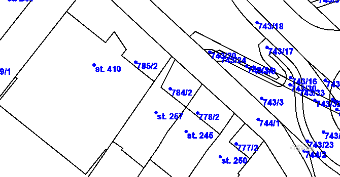 Parcela st. 784/2 v KÚ Náměšť nad Oslavou, Katastrální mapa