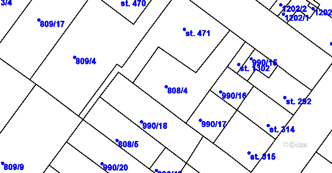 Parcela st. 808/4 v KÚ Náměšť nad Oslavou, Katastrální mapa